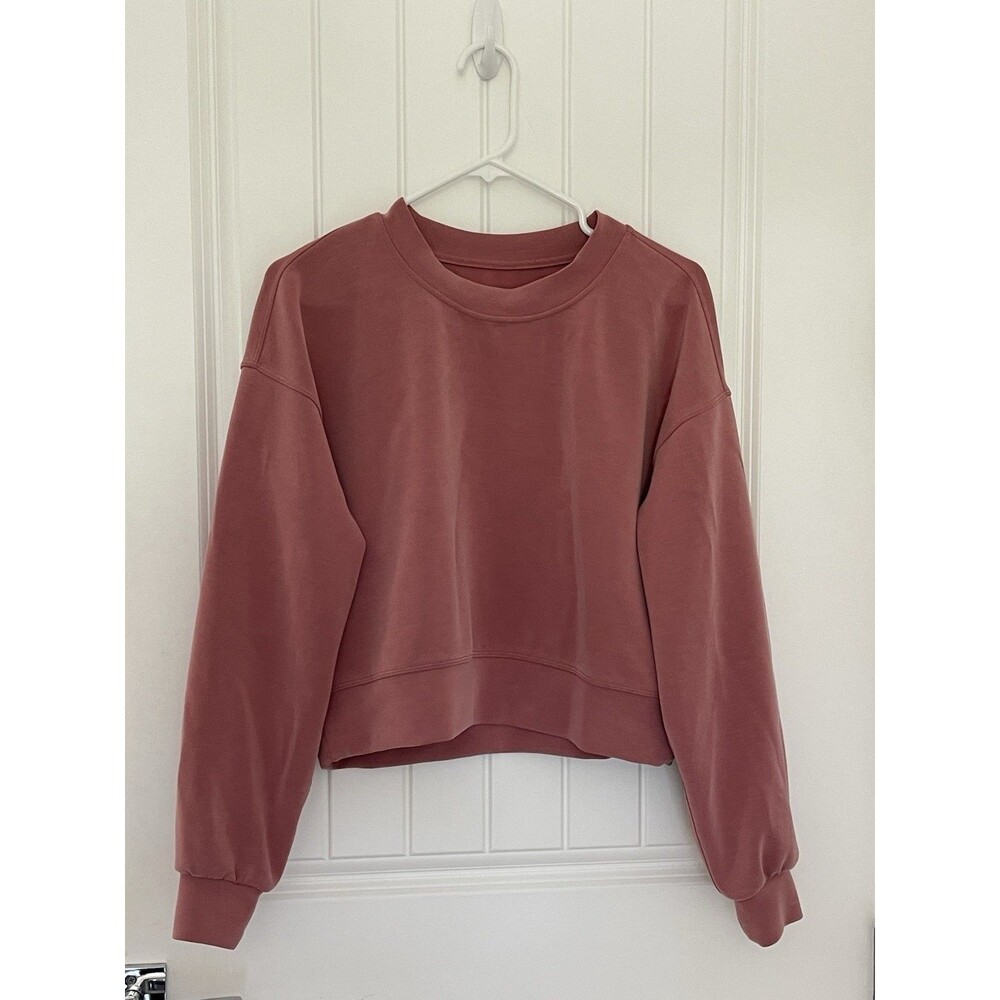 LULULEMON Softstreme Perfectly Oversized Cropped Crew Pullover Sweatshirt Pink 4